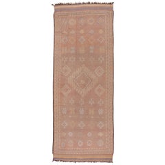 Vintage 1960s Light Pink Moroccan Berber Gallery Rug, Wide and Long