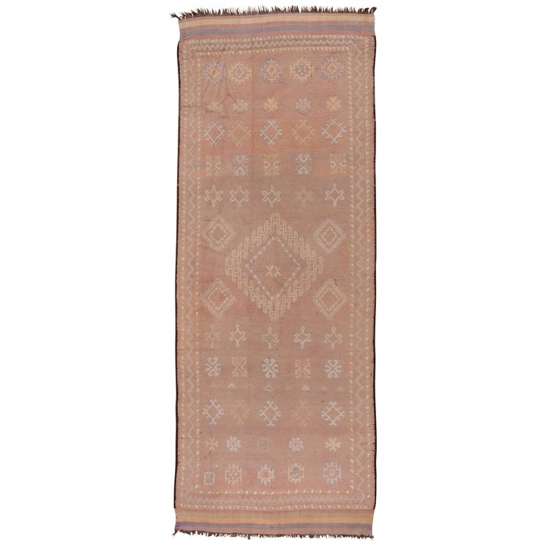 1960s Light Pink Moroccan Berber Gallery Rug, Wide and Long For Sale at ...