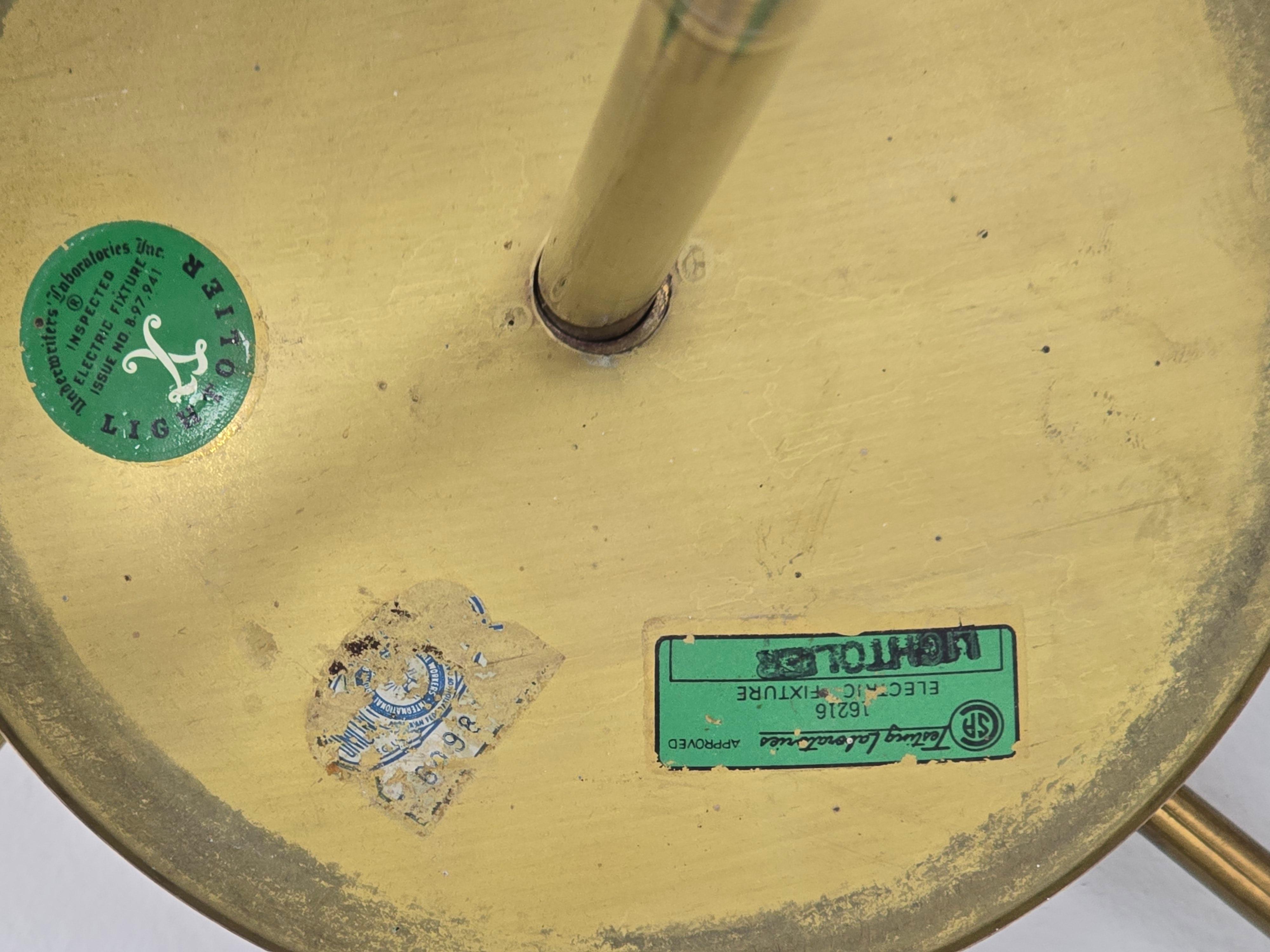 Empotrable de cristal rayado y latón Lightolier de 5 brazos de los años 60 , EE.UU. en venta 8