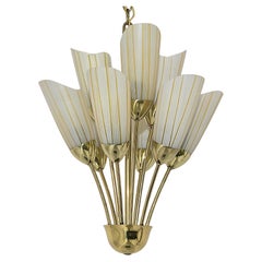 1960s Lightolier 8 Arms Glass Chandelier , USA
