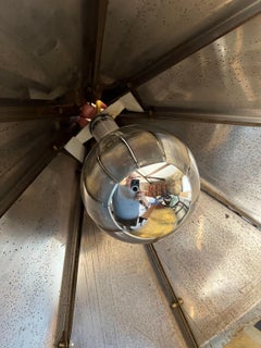 1960s Lightolier Modernist Chrome Pendant Dome Ceiling Lamp