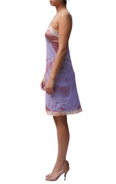 1960S Lilac Poly/Nylon Tricot Jersey Tie-Dyed Slip Dress