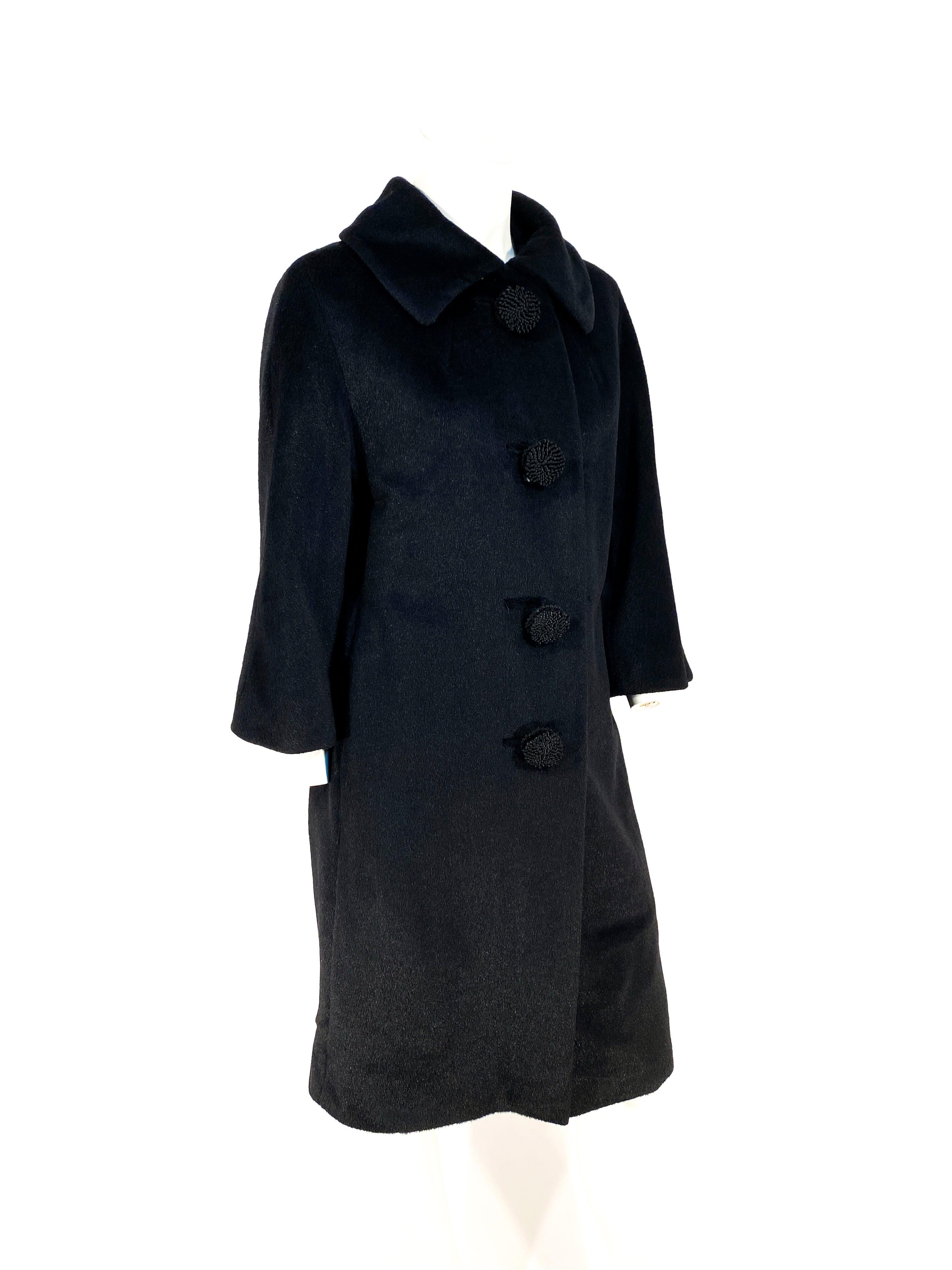 Women's 1960s Lilli Ann Black Cashmere Coat