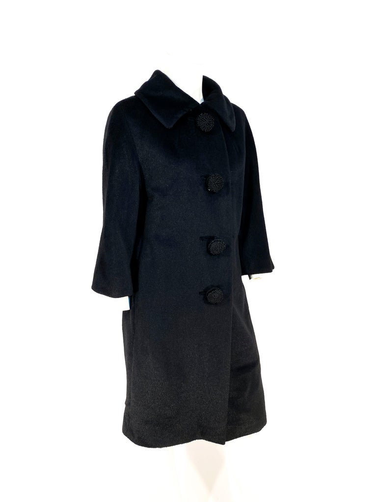 1960s Lilli Ann Black Cashmere Coat at 1stDibs