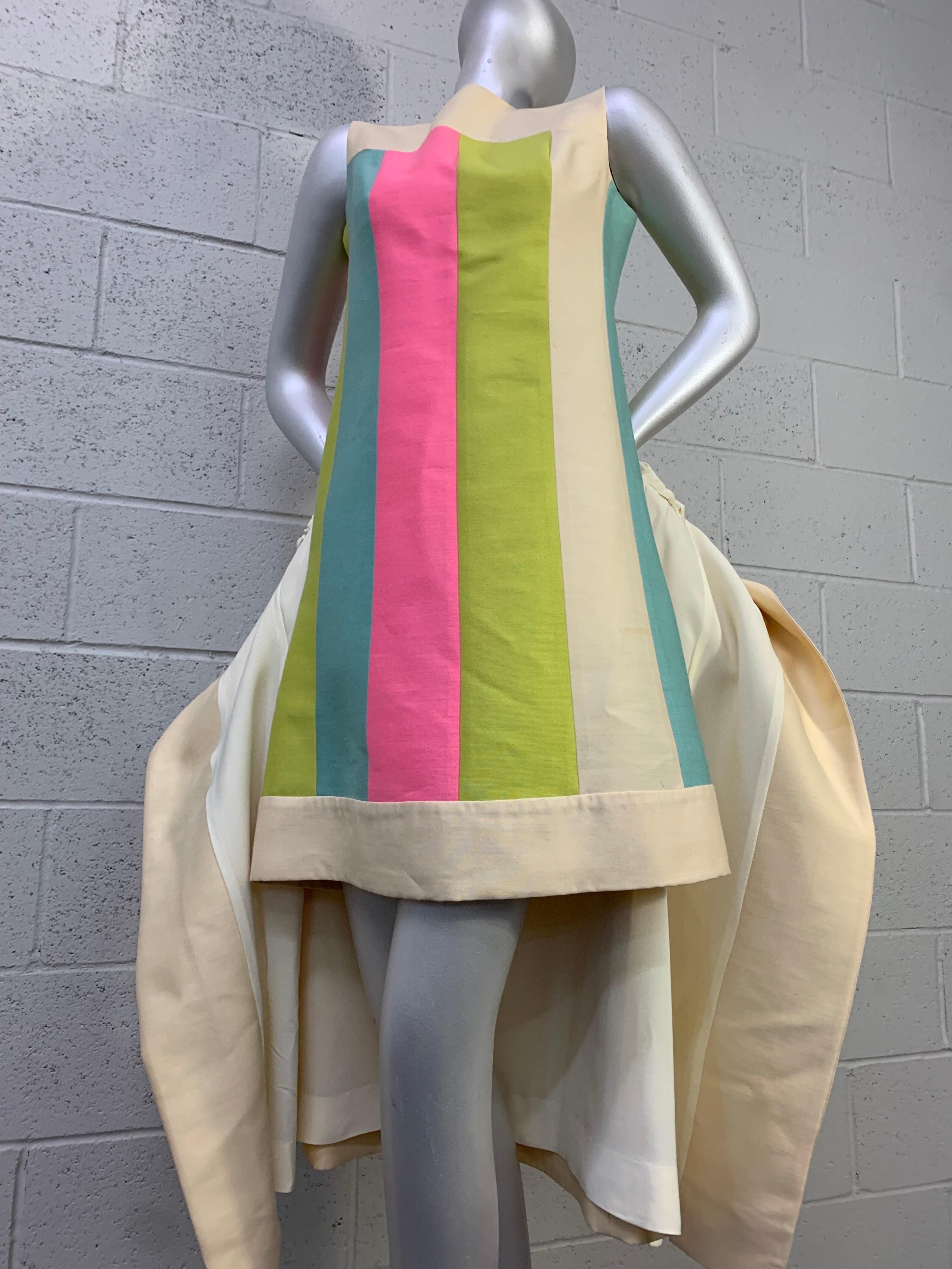 1960s Lilli Ann Mod Pastel Color-Block A-Line Dress & Trapeze Coat Ensemble For Sale 1