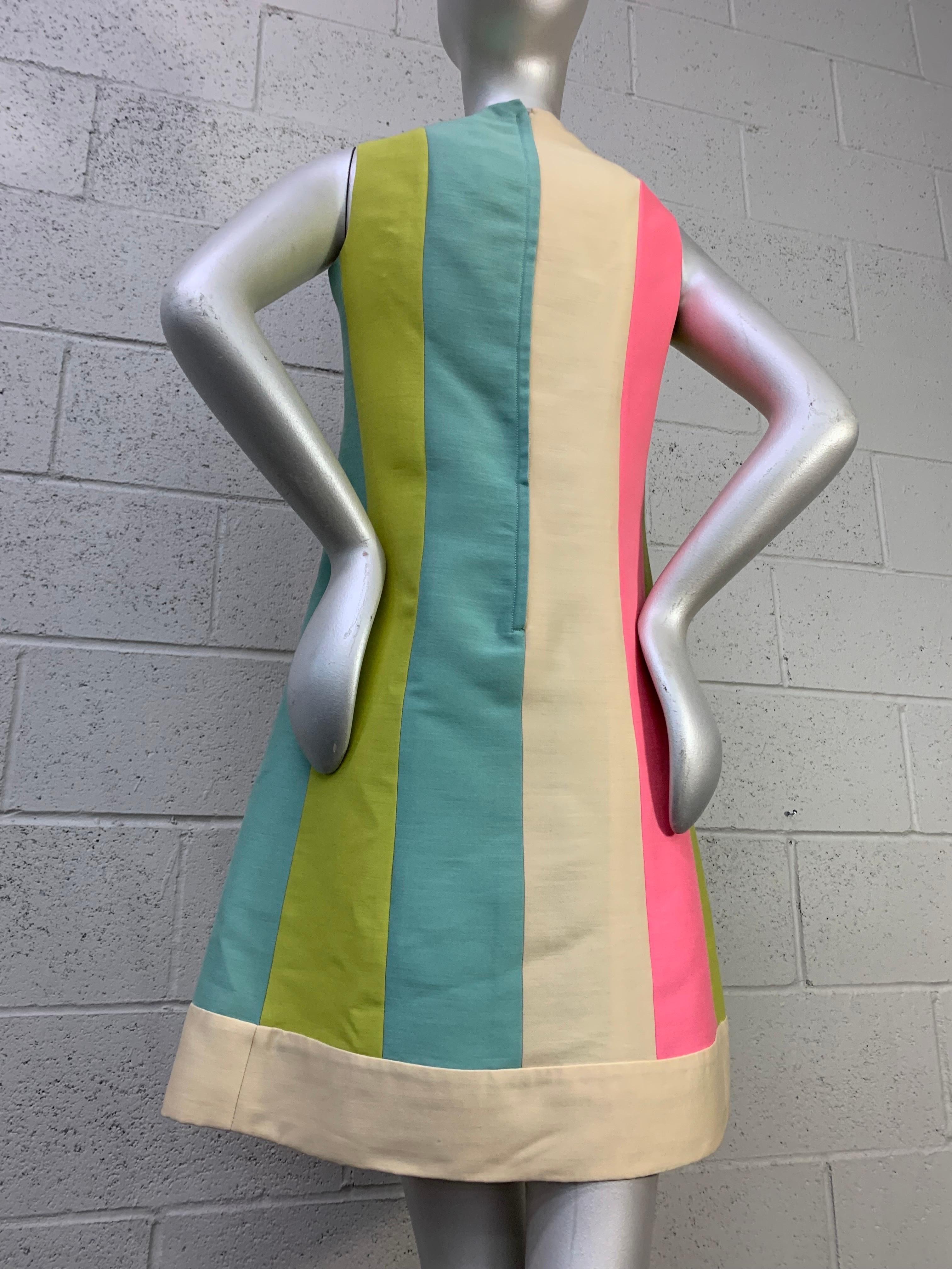 1960s Lilli Ann Mod Pastel Color-Block A-Line Dress & Trapeze Coat Ensemble For Sale 4