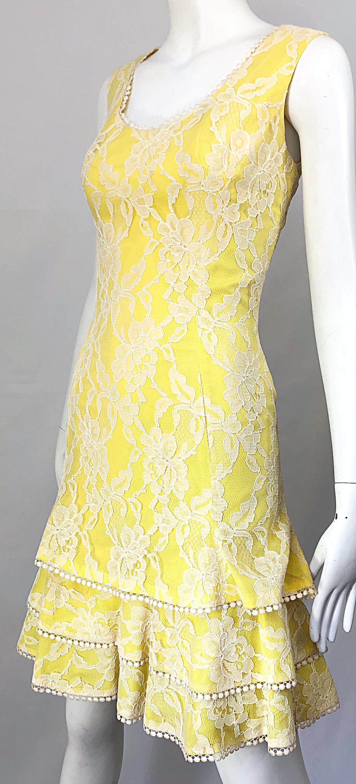 canary yellow lace dress