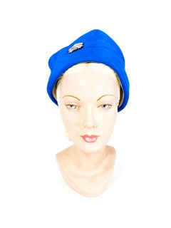 1960s Lilly Daché Azure Blue Modified Turban