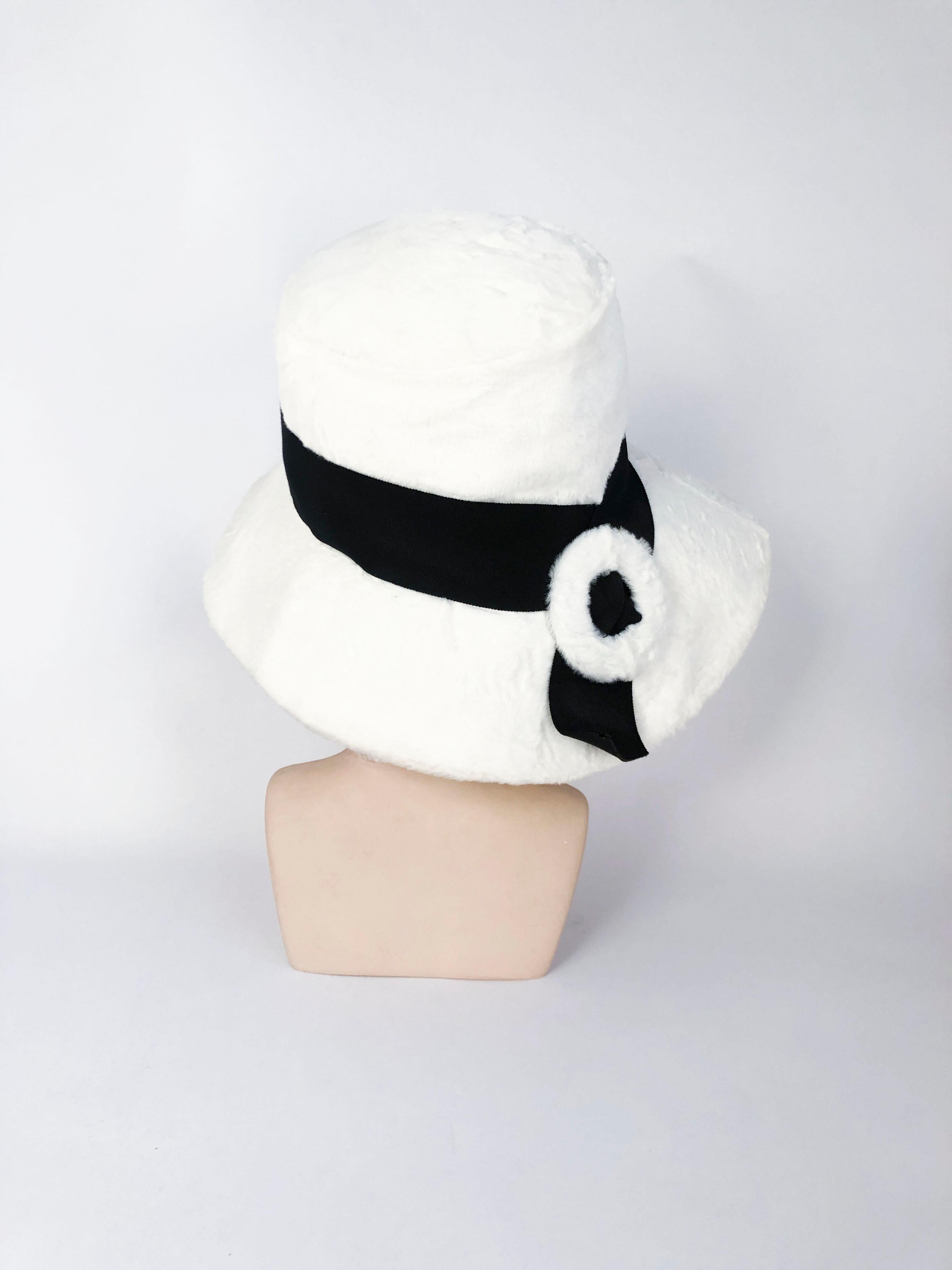 Gray 1960's Lilly Daché White Faux Fur Fashion Hat