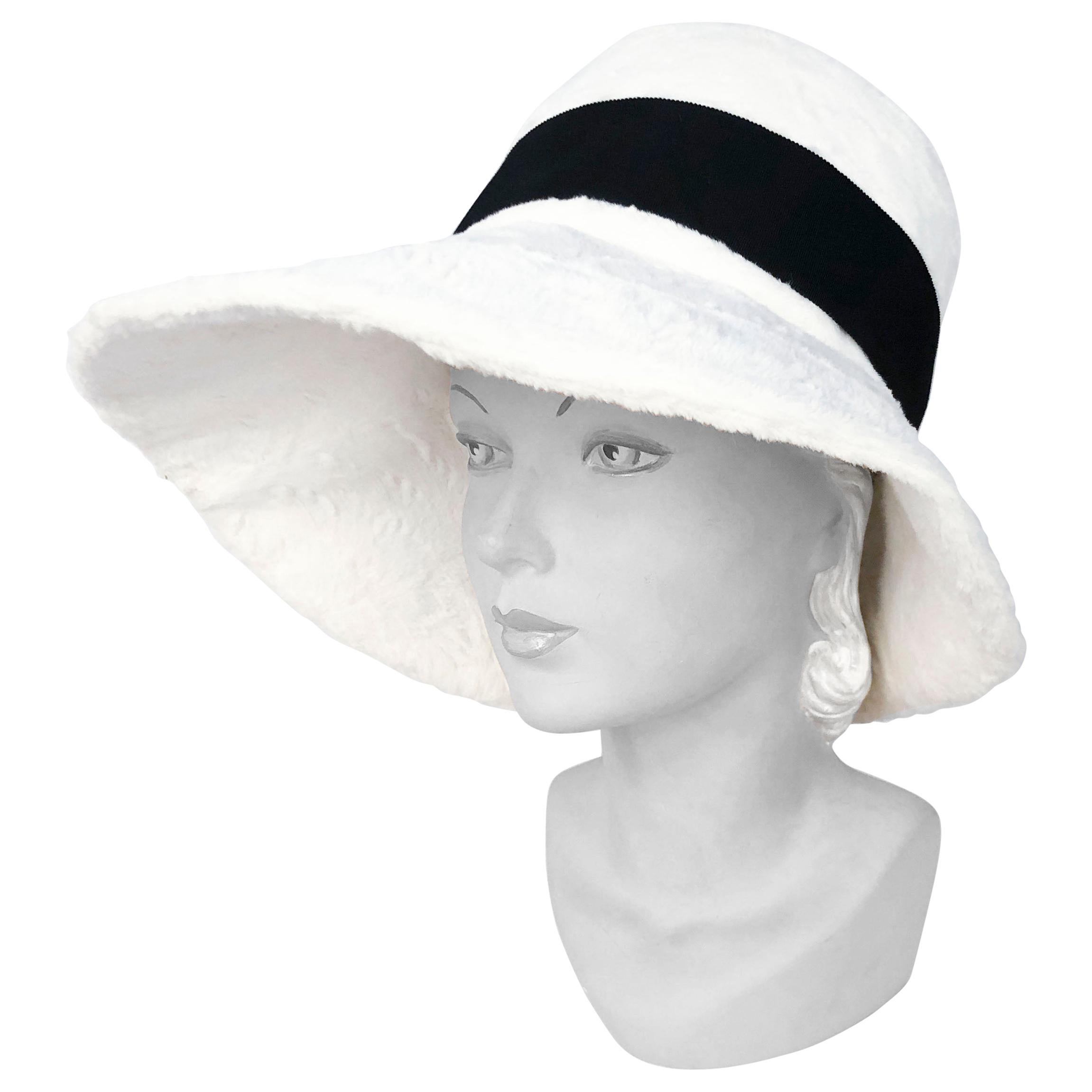 1960's Lilly Daché White Faux Fur Fashion Hat