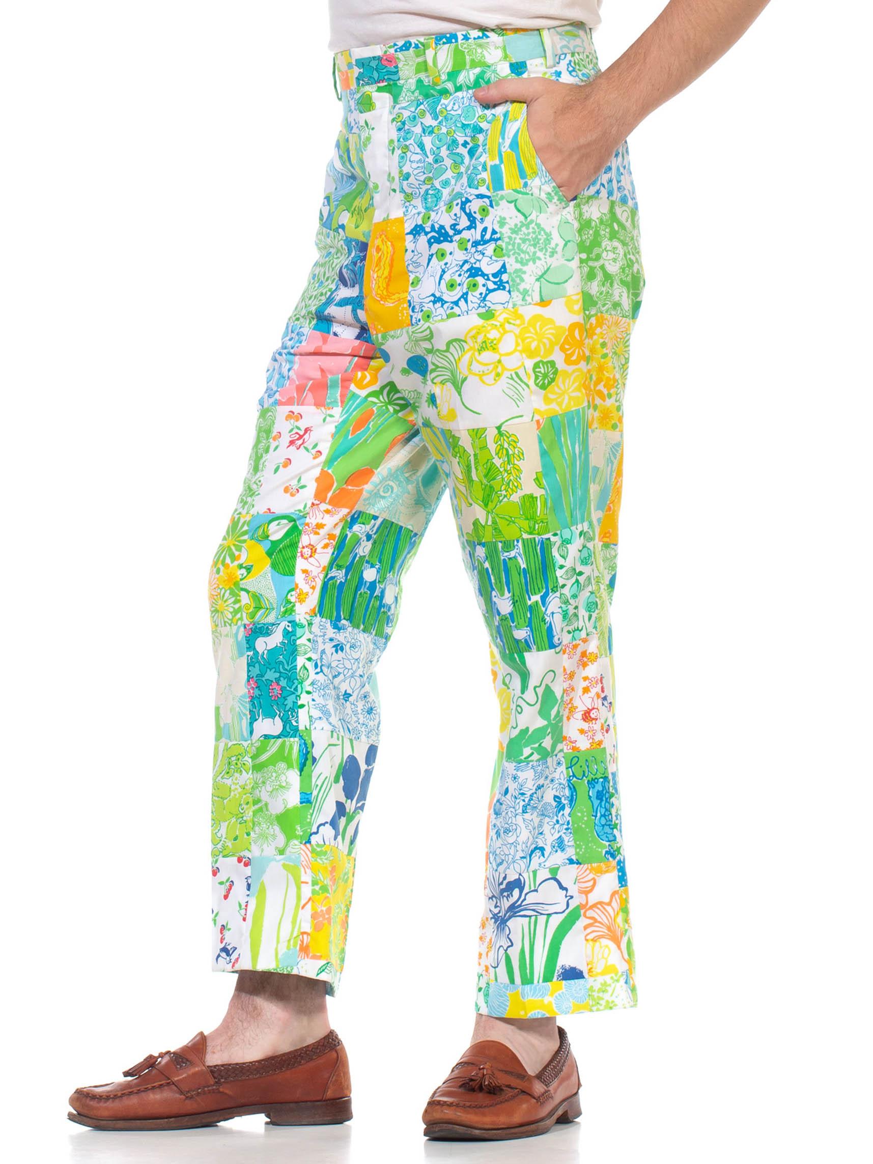 1960S LILLY PULITZER Bright Multicolor Cotton Patchwork Pants In Excellent Condition In New York, NY