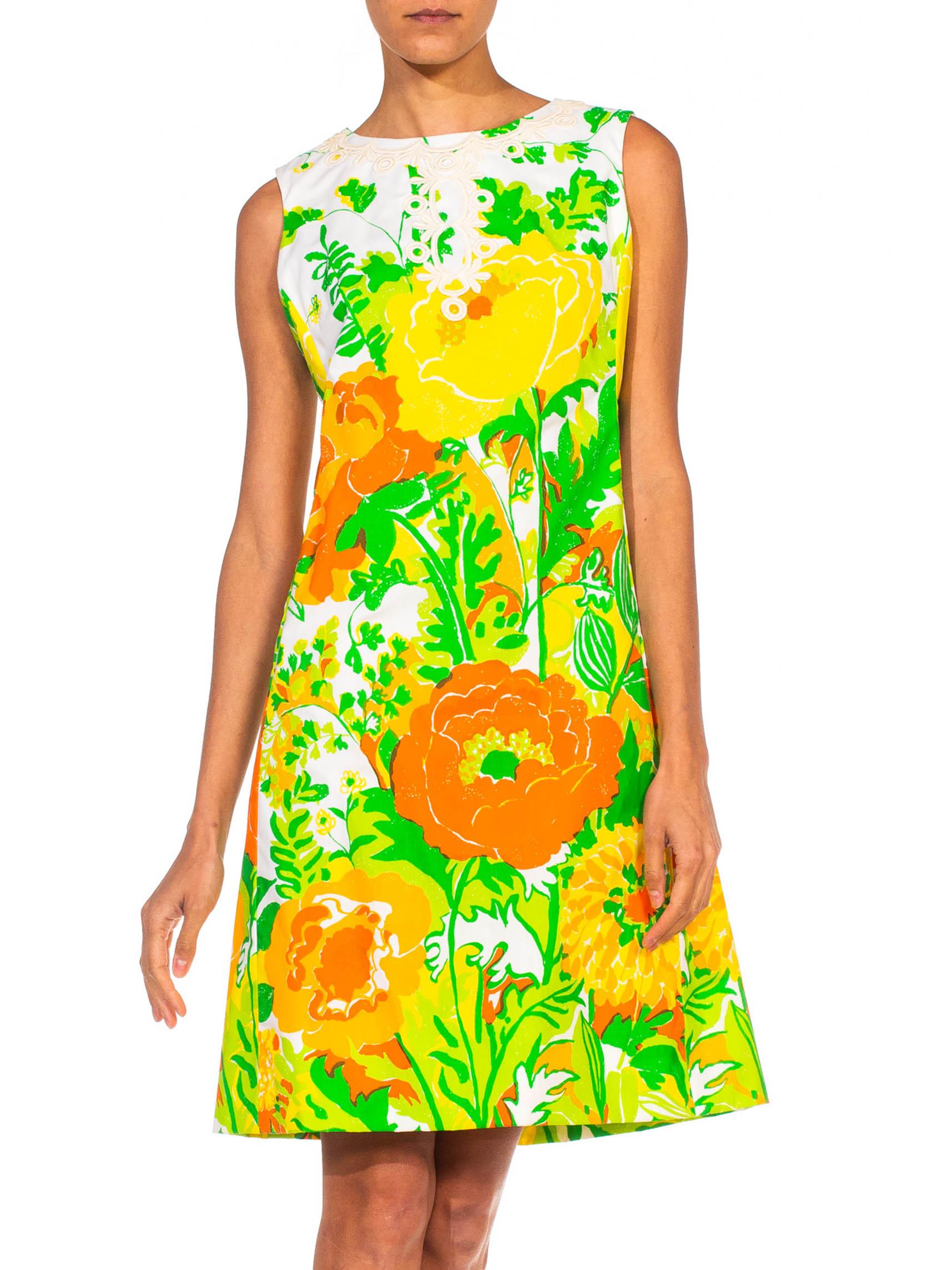 Donna 1960S LILLY PULITZER Vestito in cotone con stampa floreale su larga scala