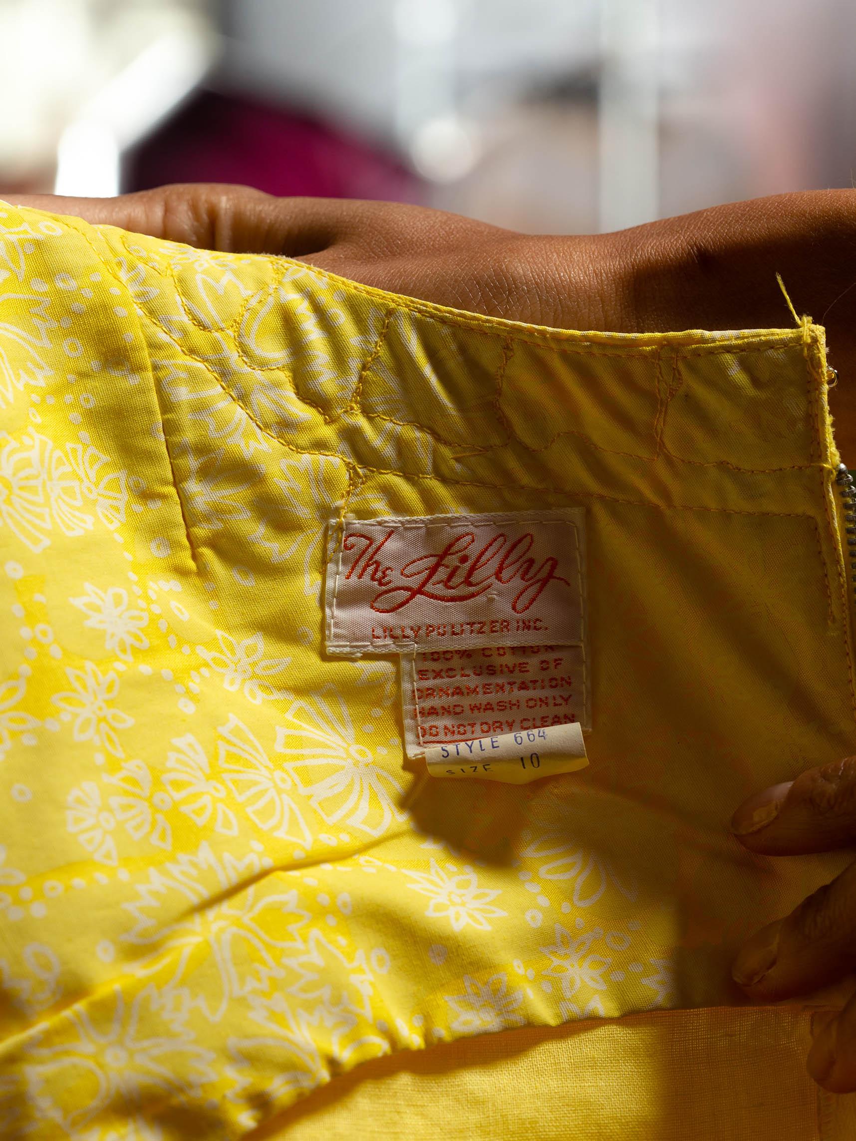 1960S LILLY PULITZER Lemon Yellow & White Cotton Lace Shift Dress 1