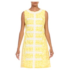 1960S LILLY PULITZER Lemon Yellow & White Cotton Lace Shift Dress