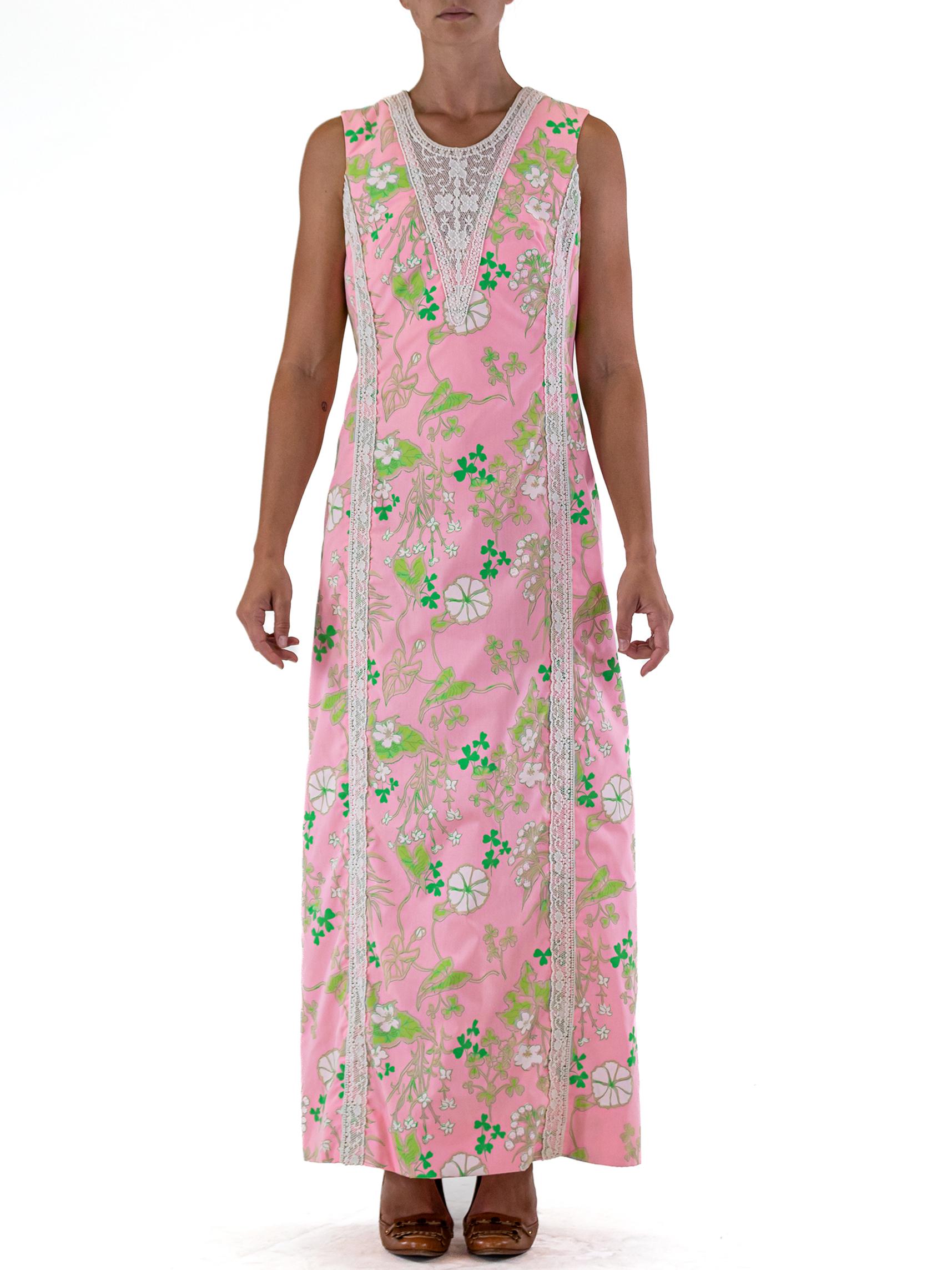 Women's 1960S LILLY PULITZER Pink Green With Lace Dress