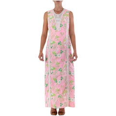 Robe rose verte avec dentelle LILLY PULITZER des années 1960