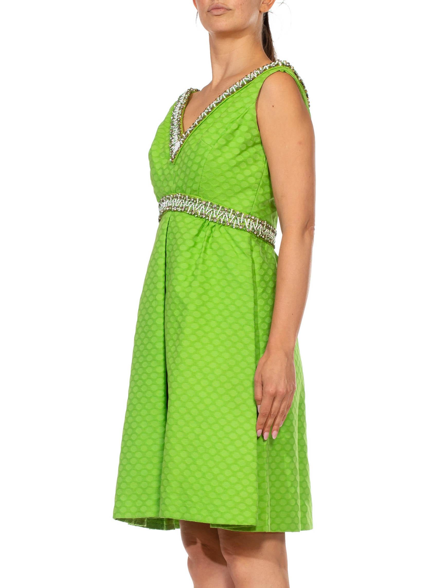 green jacquard dress