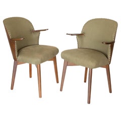 Vintage 1960's Linen and Wood Chair
