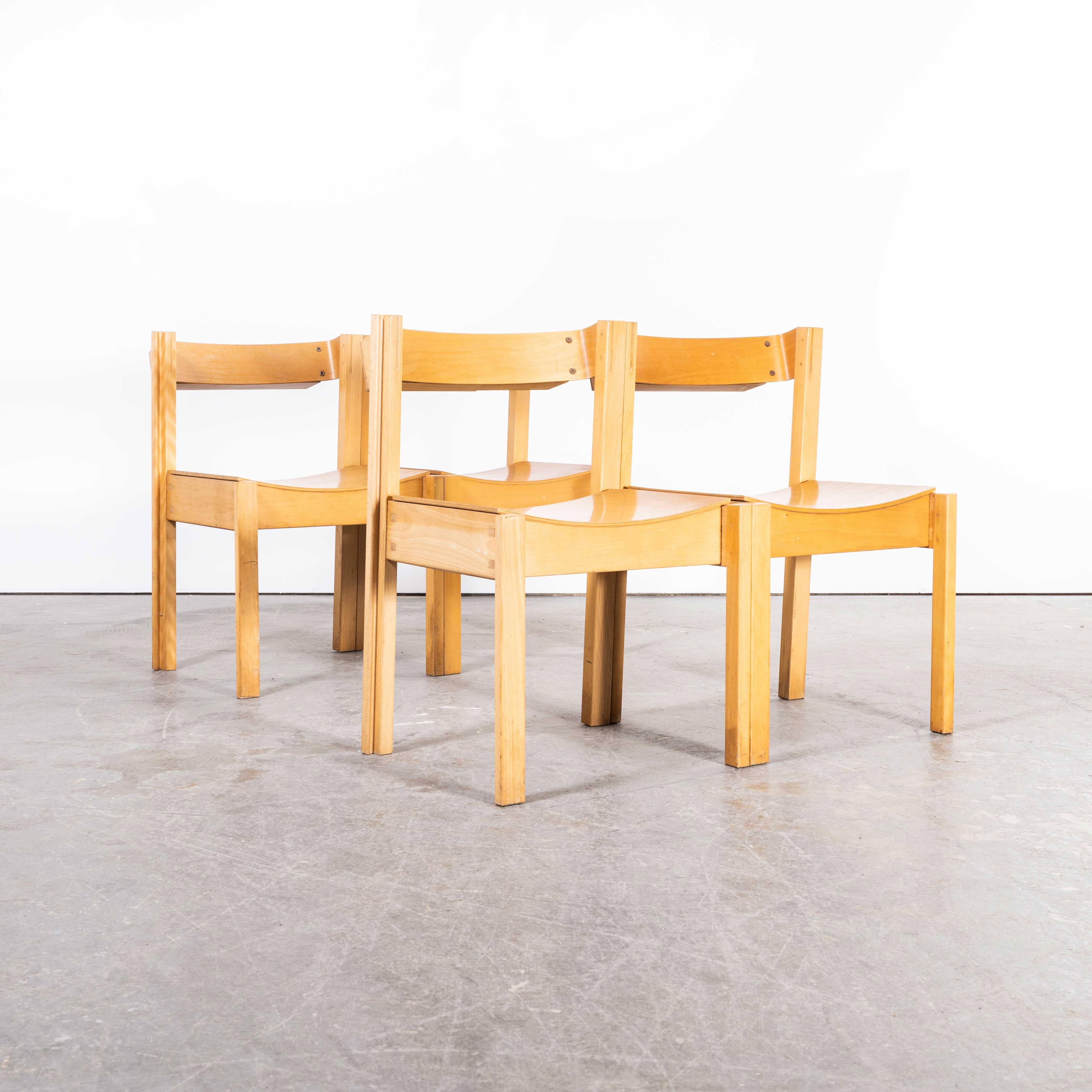 1960’s linking and stacking chairs by Clive Bacon – set of four
1960’s linking and stacking chairs by Clive Bacon – set of four. Bacon’s ingenious jigsaw leg design enables the chairs to be connected together to form solid rows and also allows the