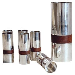 Cocktail-Set aus Silber und Teakholz, Lino Sabattini für Christofle, 1960er Jahre