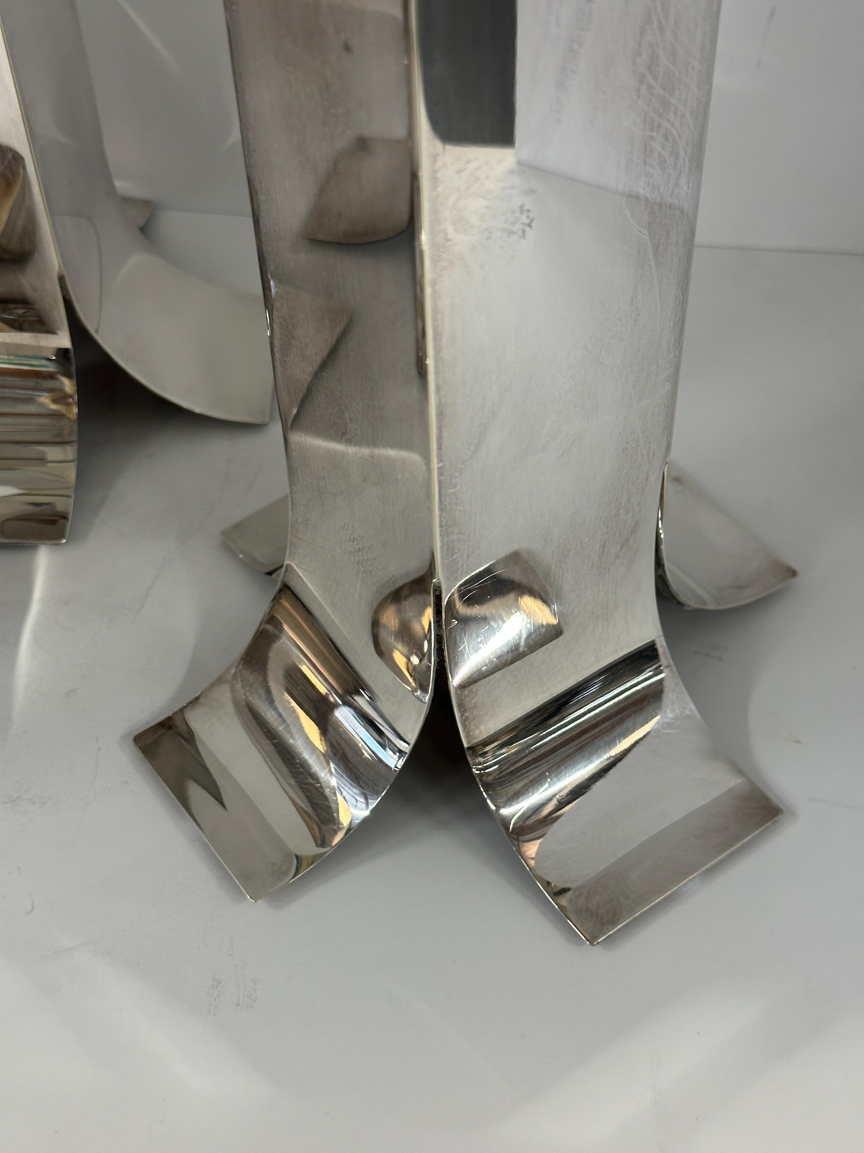 1960's Lino Sabattini Silver Plated Stele Candle Holders For Sale 1