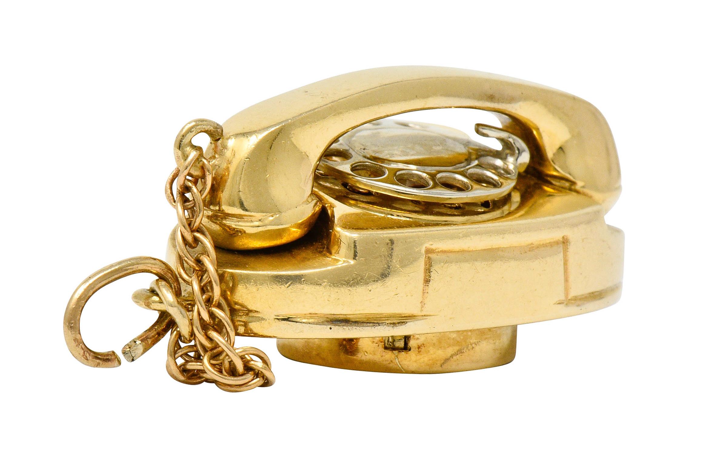 1960er Jahre Litacharm Inc. 14 Karat Gold Vintage Telephone Anhänger Charme 5