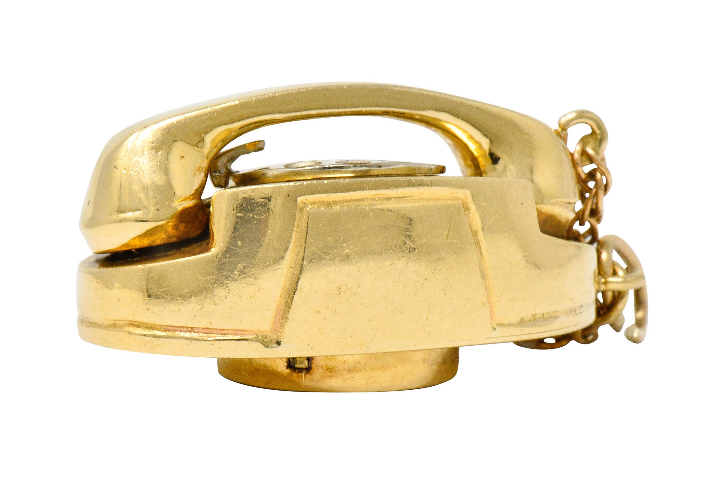 1960er Jahre Litacharm Inc. 14 Karat Gold Vintage Telephone Anhänger Charme 6