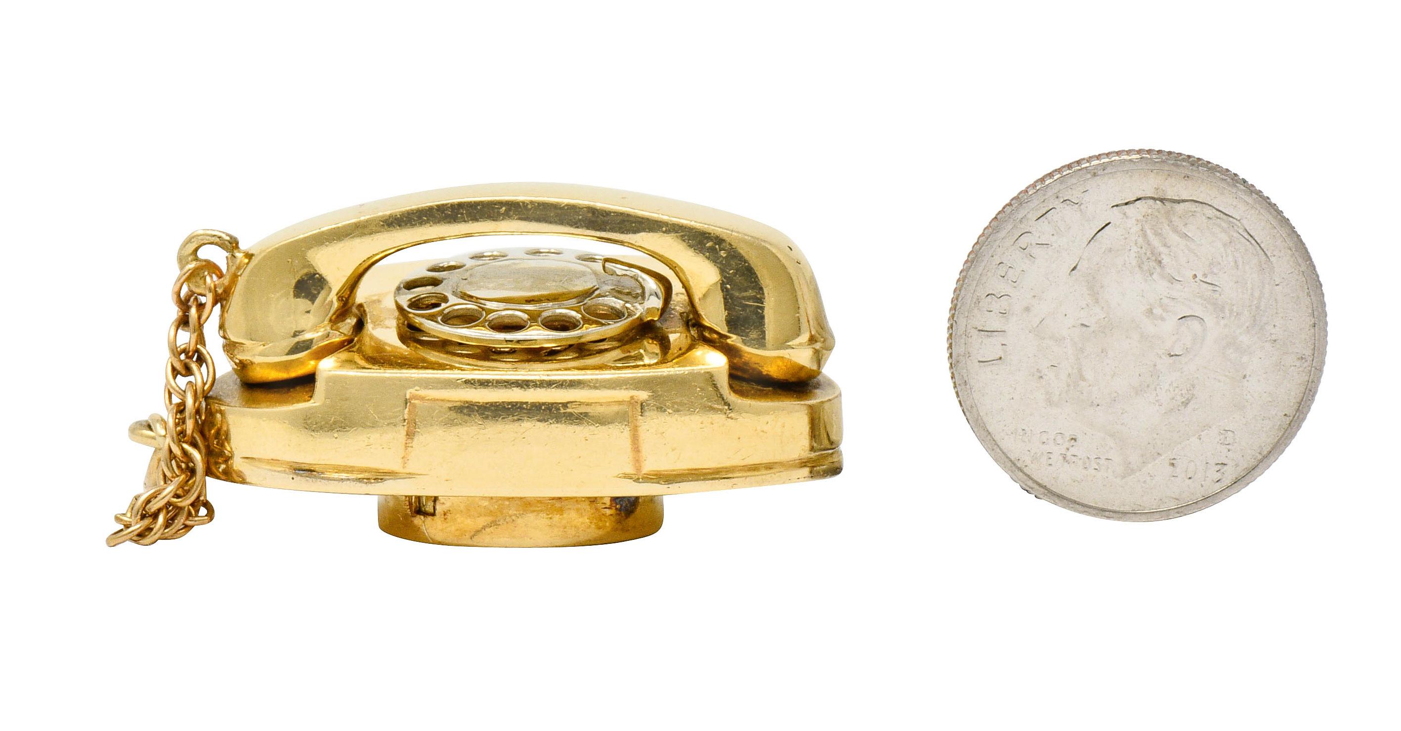 1960er Jahre Litacharm Inc. 14 Karat Gold Vintage Telephone Anhänger Charme 7