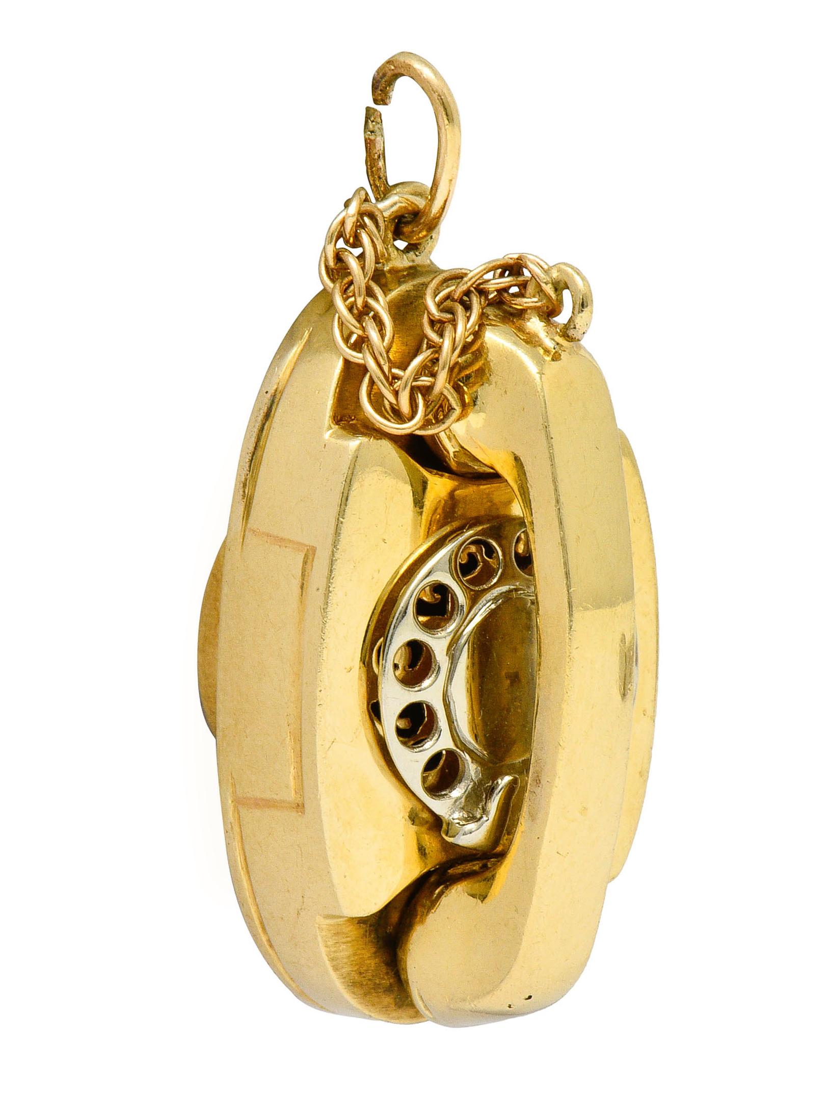 1960er Jahre Litacharm Inc. 14 Karat Gold Vintage Telephone Anhänger Charme (Zeitgenössisch)