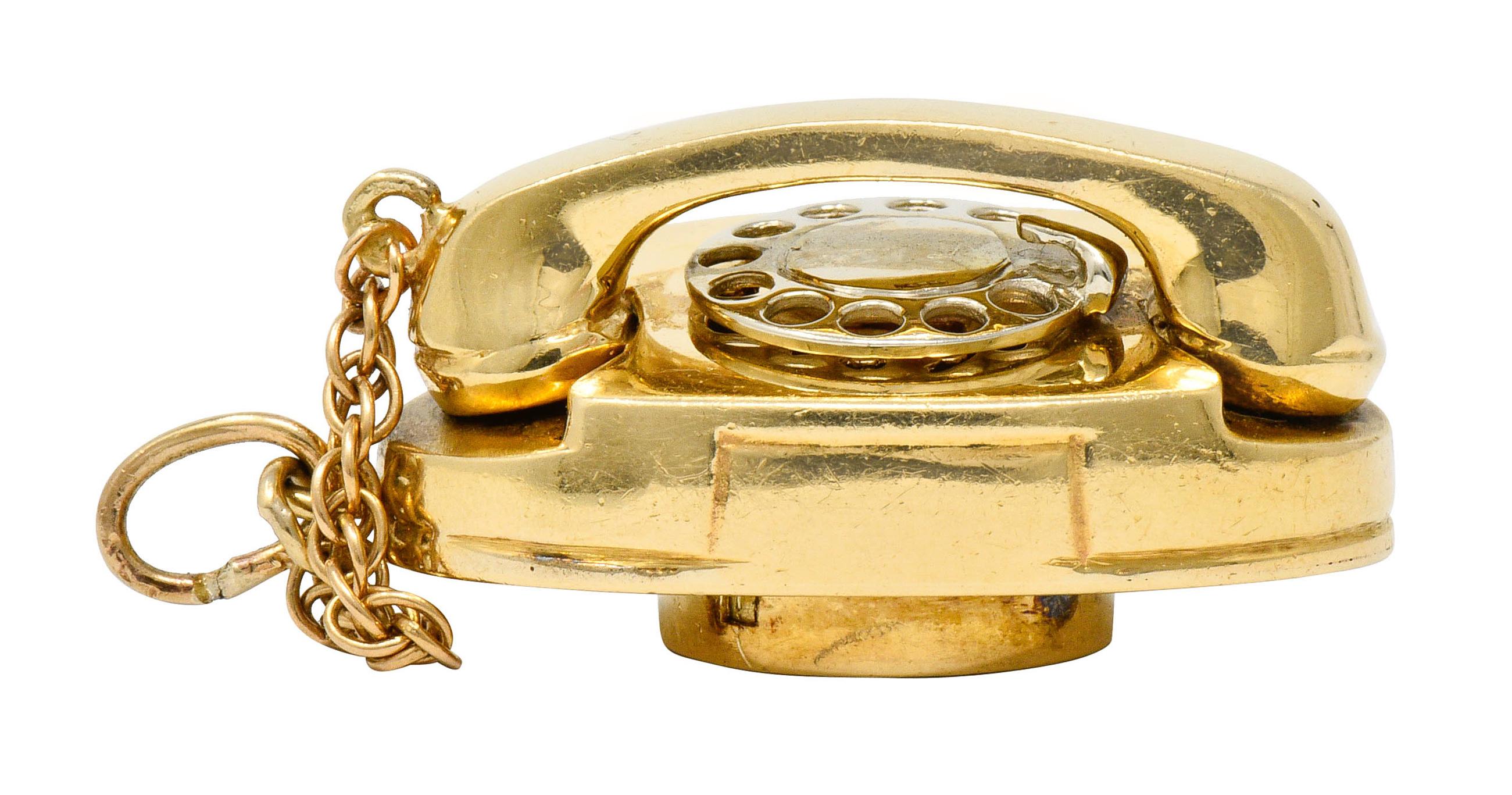 1960s Litacharm Inc. 14 Karat Gold Vintage Telephone Pendant Charm 3