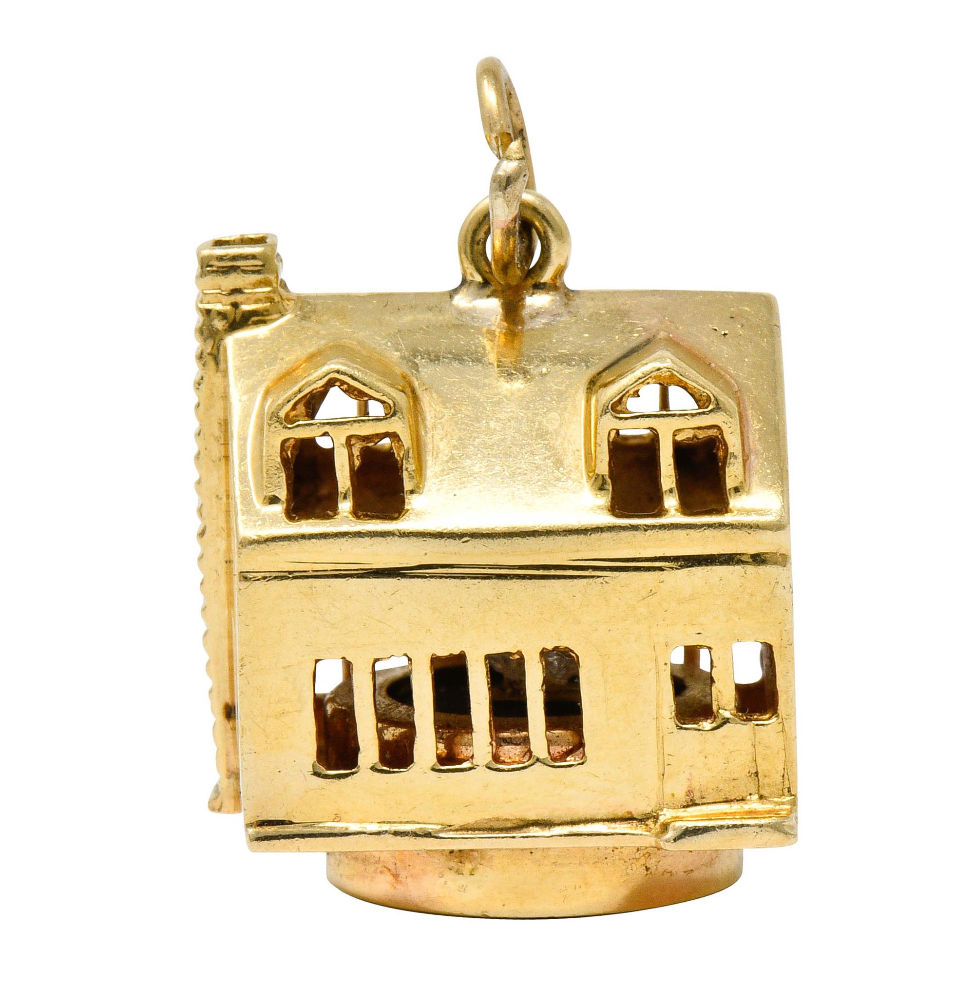 Contemporary 1960s Litacharm Inc. Vintage 14 Karat Gold House Pendant Charm