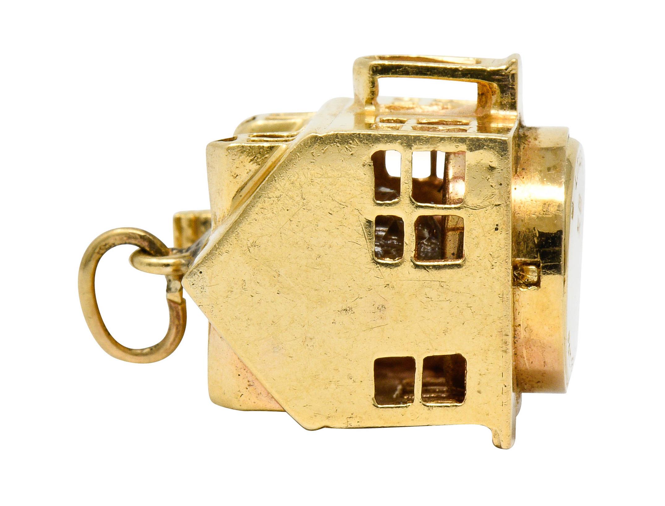 Women's or Men's 1960s Litacharm Inc. Vintage 14 Karat Gold House Pendant Charm
