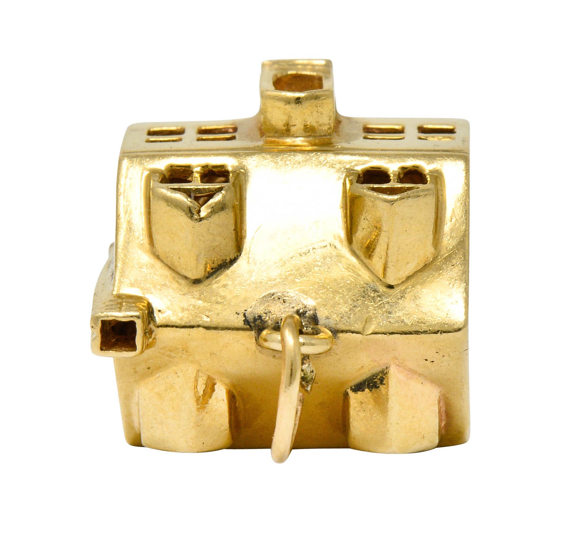 1960s Litacharm Inc. Vintage 14 Karat Gold House Pendant Charm 1