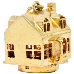 1960s Litacharm Inc. Vintage 14 Karat Gold House Pendant Charm