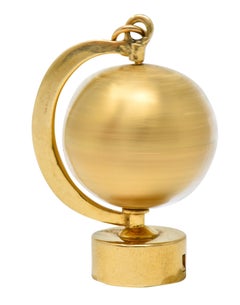 1960s Litacharm Inc. Vintage 14 Karat Yellow Gold Globe Pendant Charm