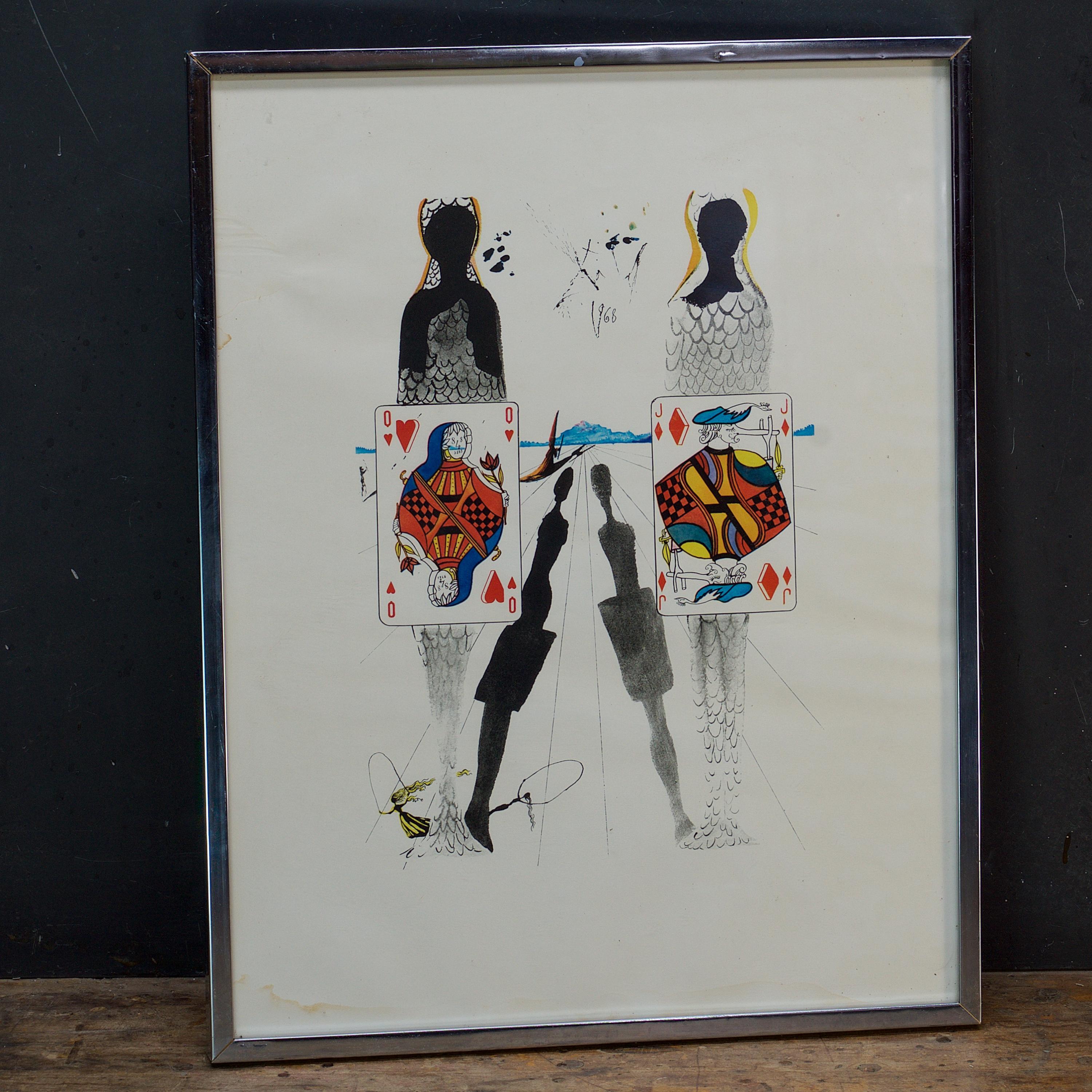 Américain Lithographie des années 1960 - Salvador Dali - Alice au pays des merveilles - Impression de fond Croquet de reine