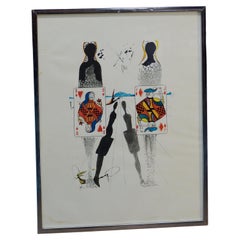 1960s Lithograph Salvador Dali Alice in Wonderland Queen's Croquet Ground Print