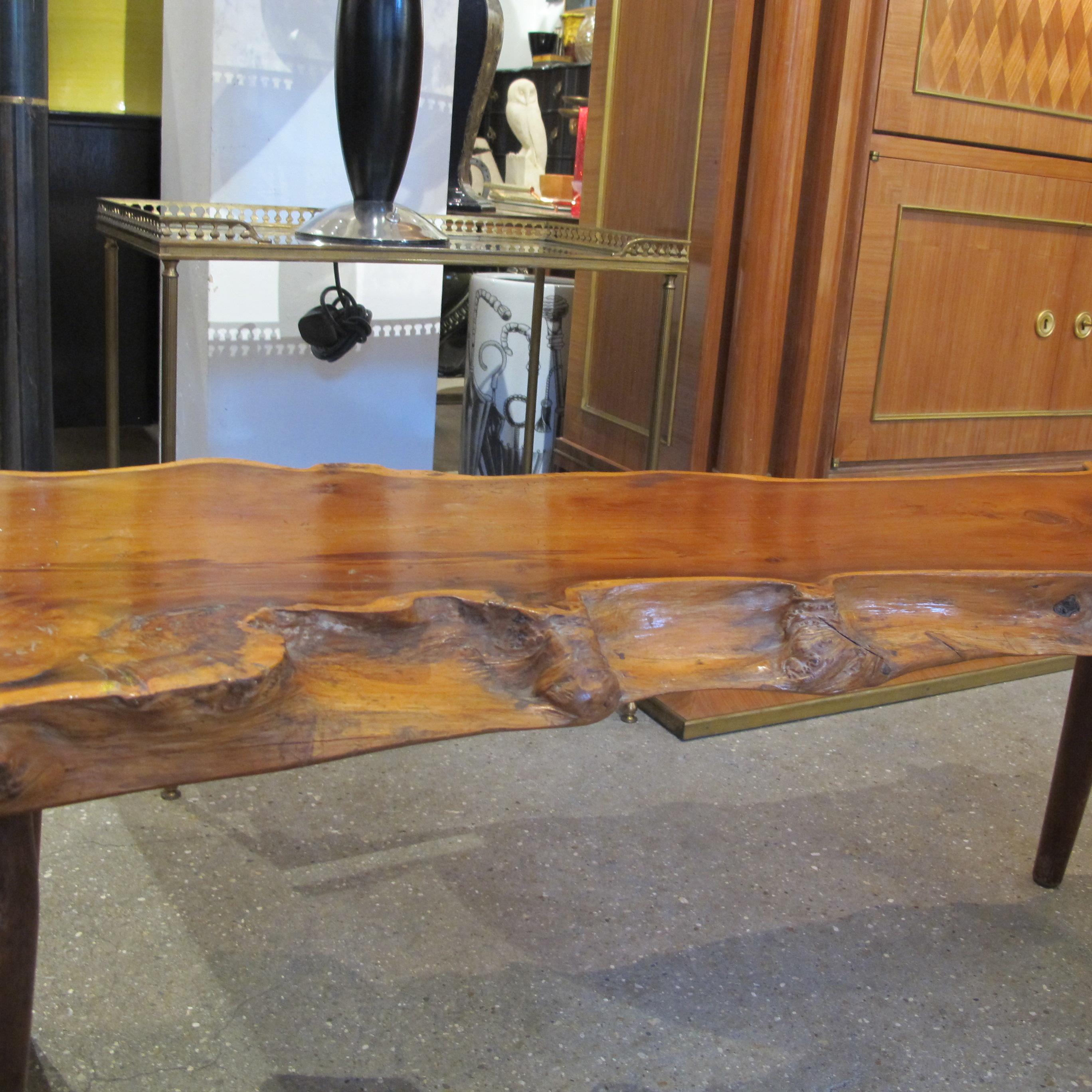 1960s Live Edge Yew Wood Bench Attributed to Reynolds Of Ludlow, English For Sale 5