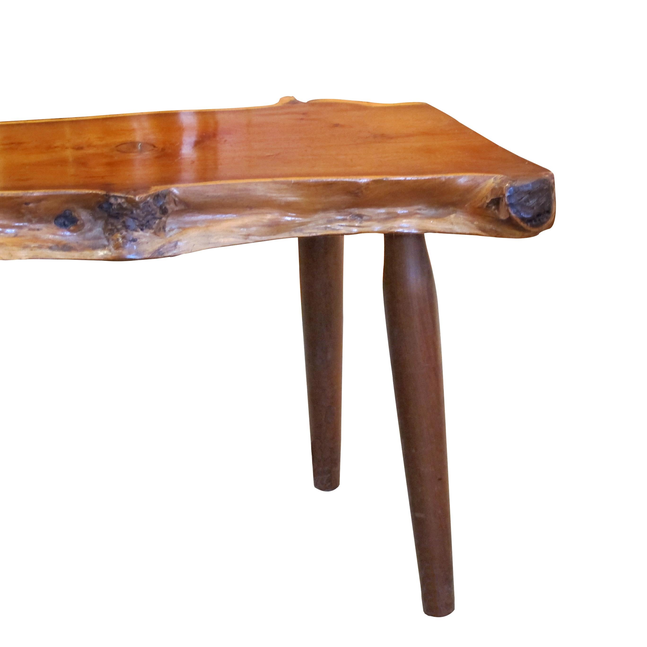 1960s Live Edge Yew Wood Bench Attributed to Reynolds Of Ludlow, English For Sale 2