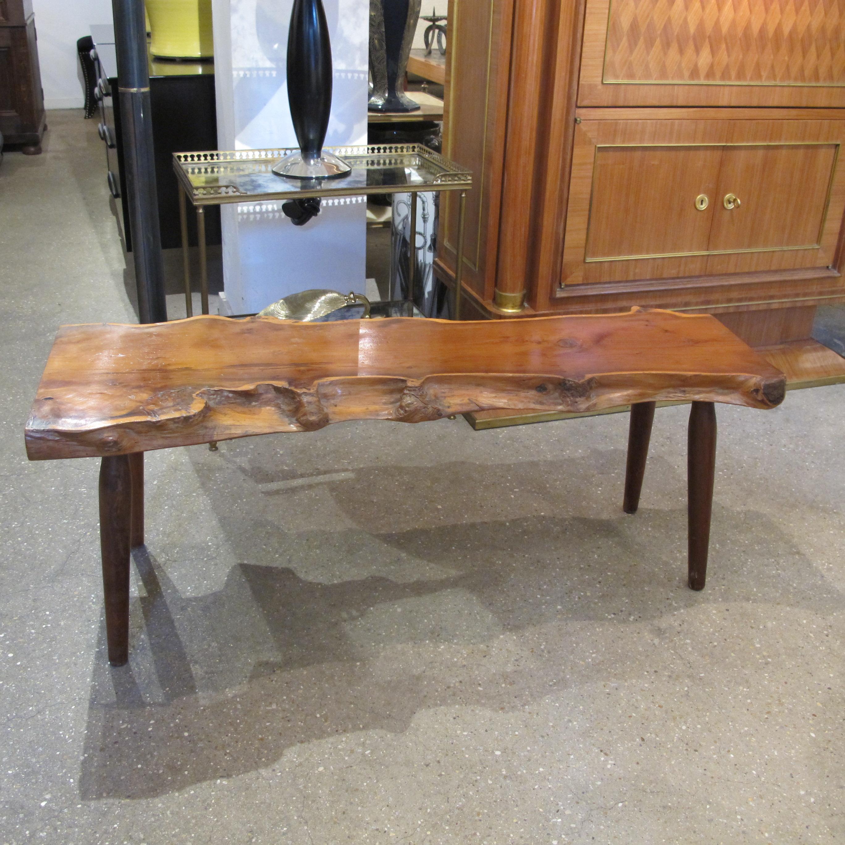 1960s Live Edge Yew Wood Bench Attributed to Reynolds Of Ludlow, English For Sale 3