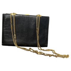 1960s Black Leather Italian Evening Bag