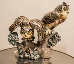 1960s Lladro Polychrome Ceramic Owl, Signature
