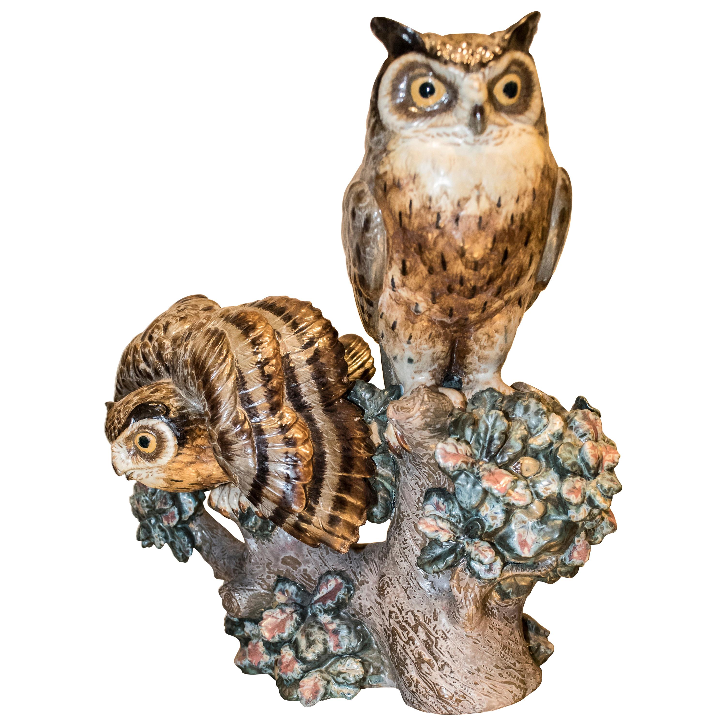 1960s Lladro Polychrome Ceramic Owl, Signature