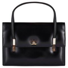 1960er Loewe Schwarze Ledertasche mit Henkel oben