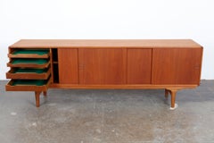 1960s Long Danish Midcentury Sliding Door Teak Sideboard