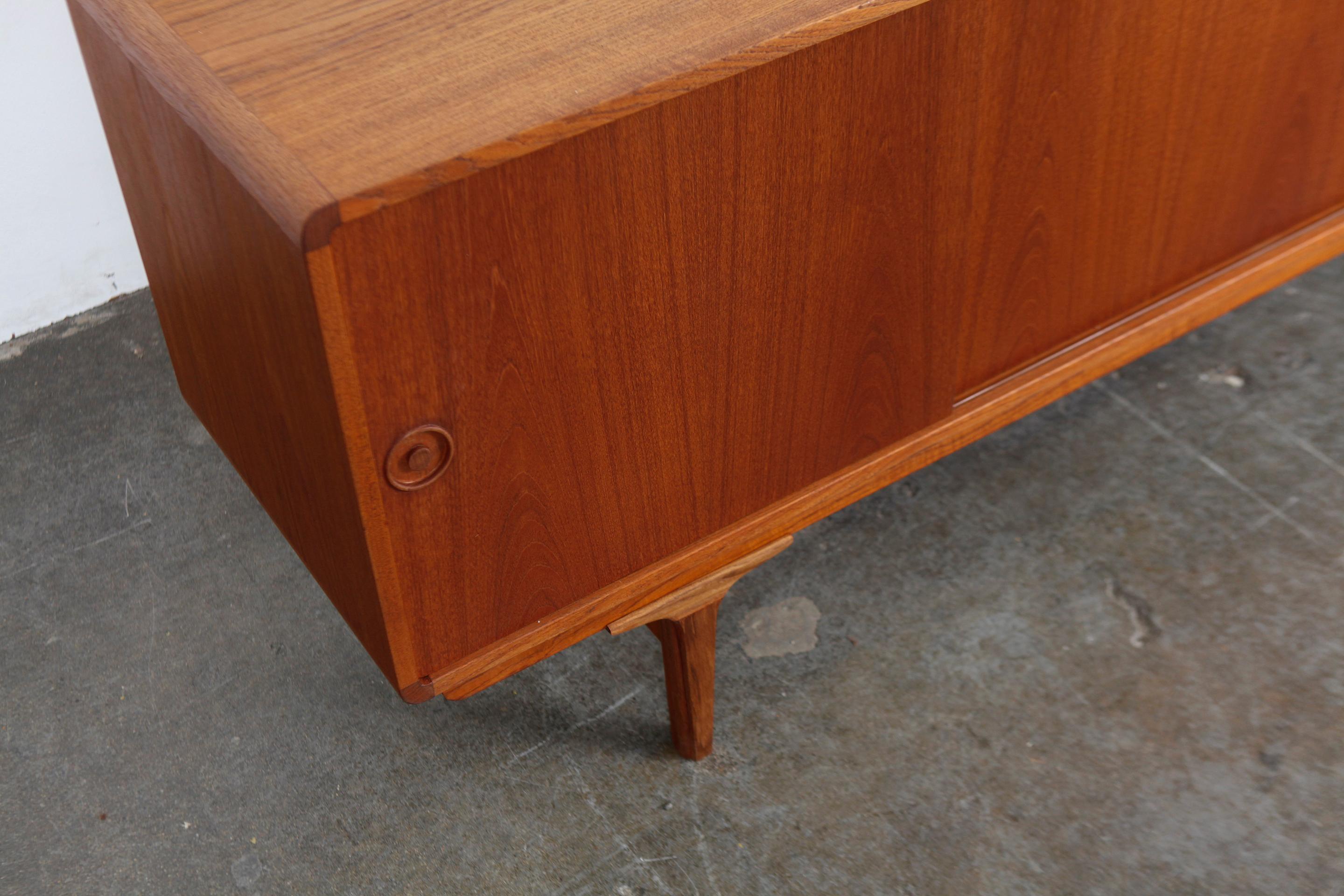 Oiled 1960s Long Danish Midcentury Sliding Door Teak Sideboard For Sale