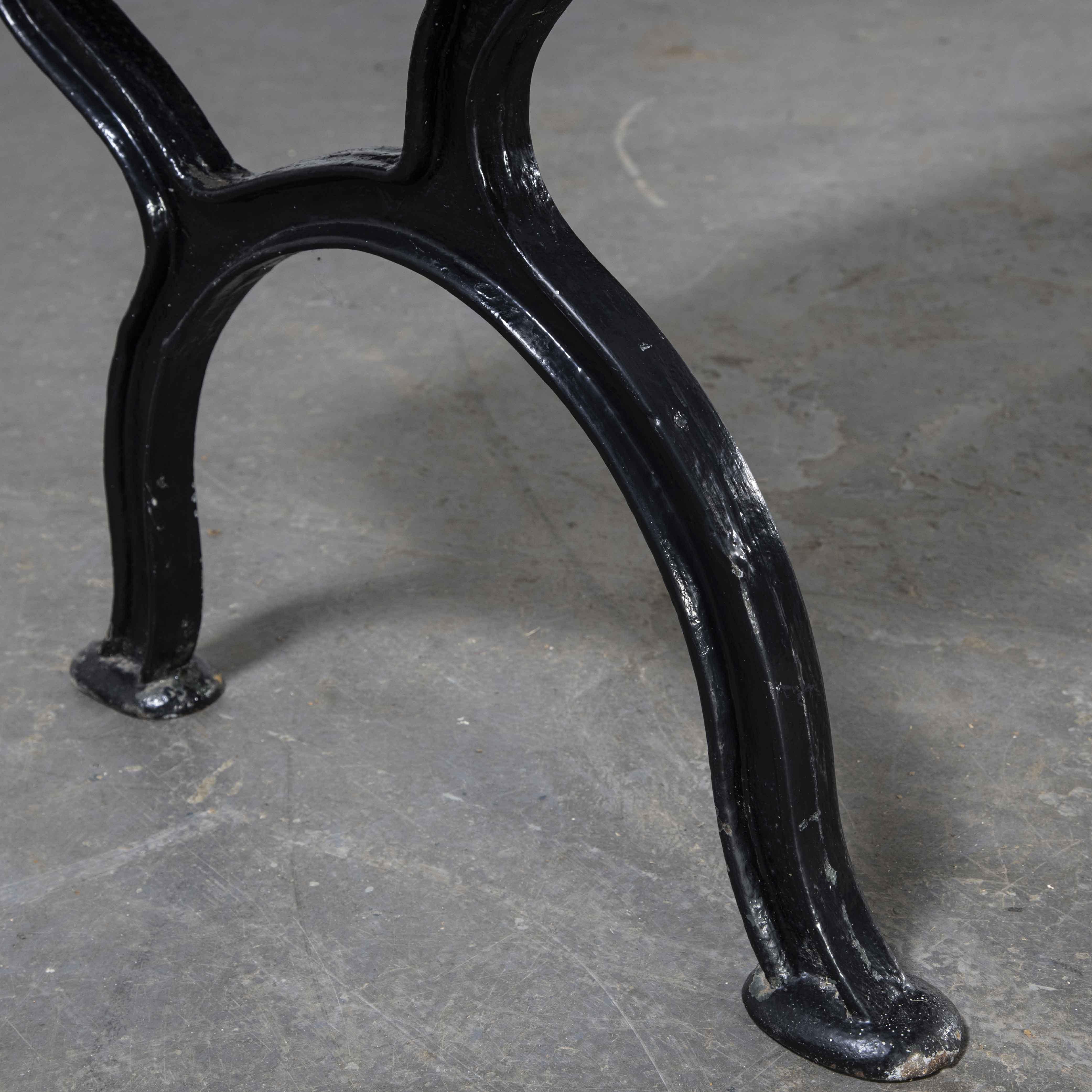 1960’s Long Green French Station Bench with Cast Legs In Good Condition In Hook, Hampshire
