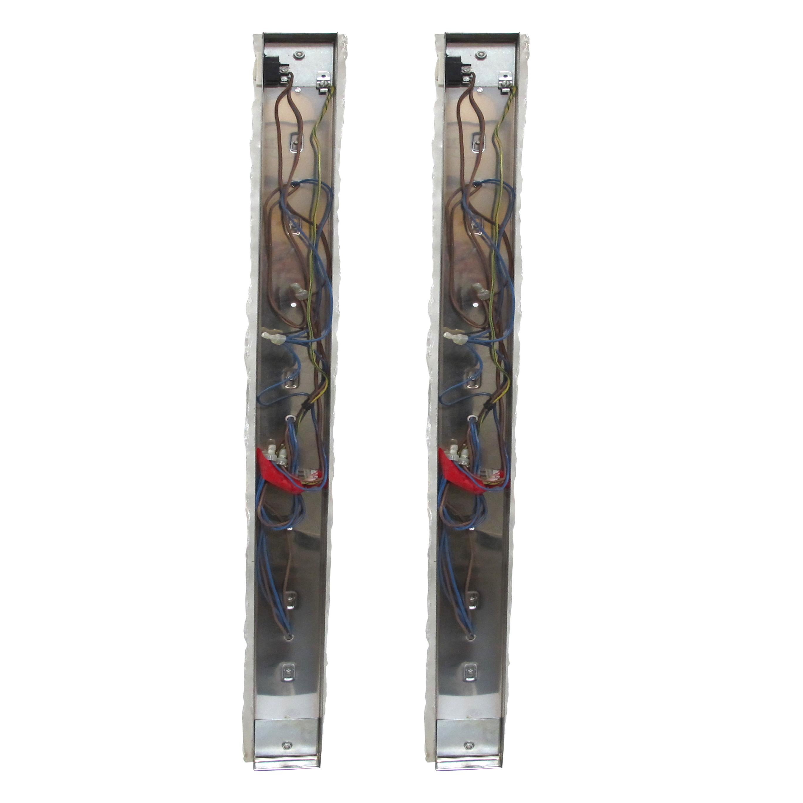 German 1960s Long Icicle Textured Glass Wall Lights On a Chrome Frame by Hillebrand For Sale