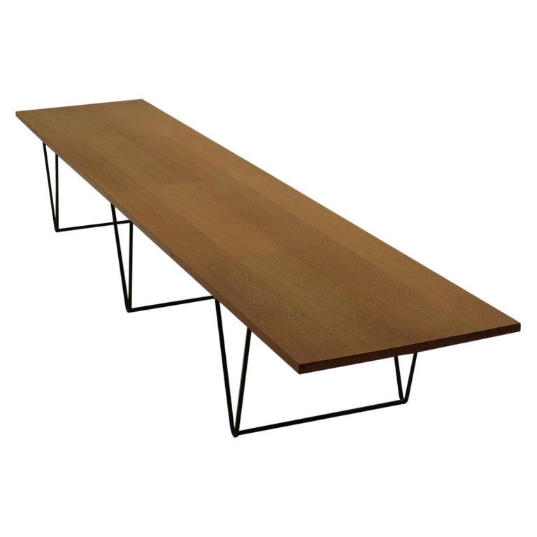 1960s Long Oak Bench Side Table in the Style of Hille Interplan at 1stDibs