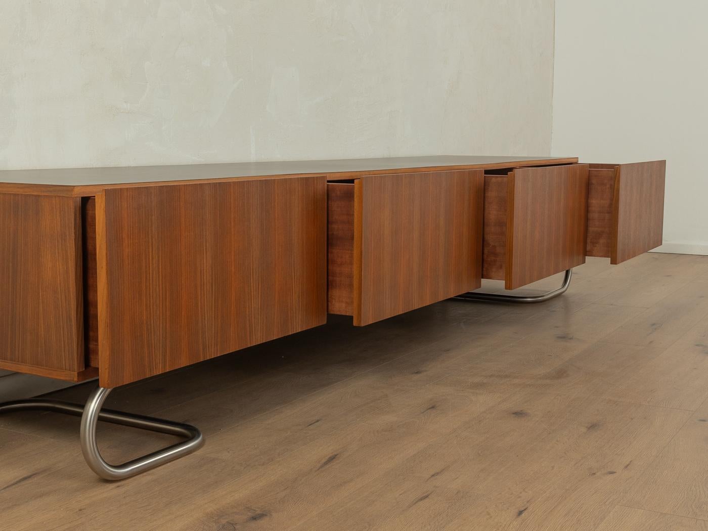 Stainless Steel 1960s long Sideboard in Bauhaus Design For Sale